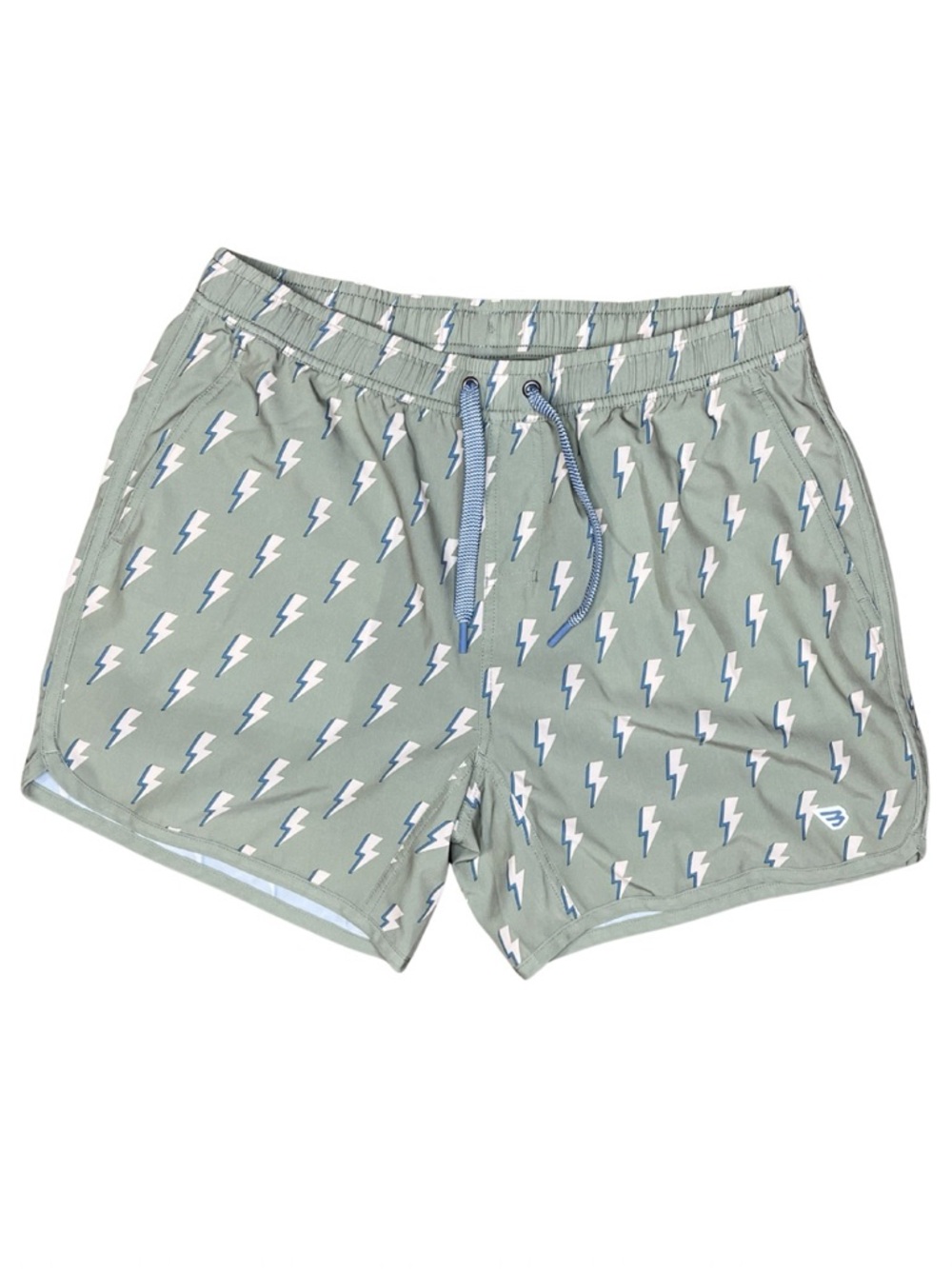 BURLEBO Sage Green and Lightning Bolt Swim Shorts